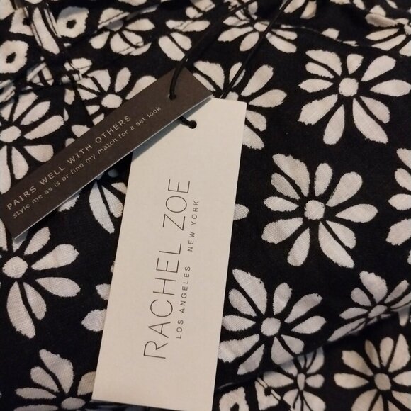 Rachel Zoe‎ Women's Belted Floral Printed  Linen Wide-Leg Trouser Pants Size L - Picture 6 of 6